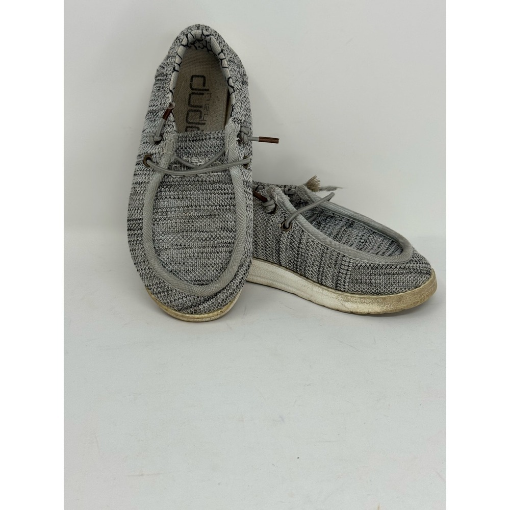 Hey Dude Wally Loafers‎ Grey Knit Slip On Shoes Kids Size 10 Everyday Casual